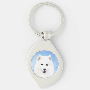Samoyed Puppy Malerei - Niedliche Original Dog Art Schlüsselanhänger