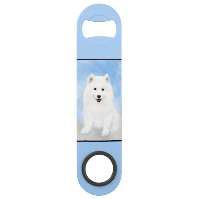 Samoyed Puppy Malerei - Niedliche Original Dog Art Speed Flaschenöffner (Rückseite)