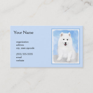 Samoyed Puppy Malerei - Niedliche Original Dog Art Visitenkarte