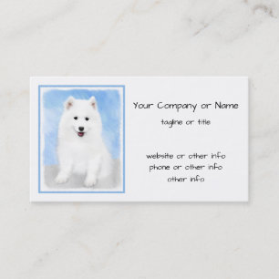 Samoyed Puppy Malerei - Niedliche Original Dog Art Visitenkarte