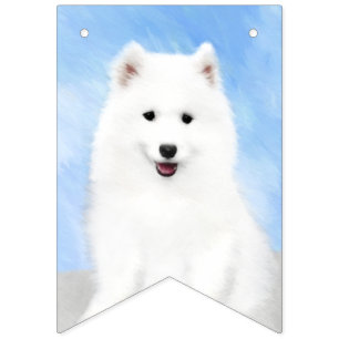 Samoyed Puppy Malerei - Niedliche Original Dog Art Wimpelkette