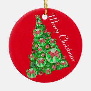 Samoyed Sammy Hund Silhouette Weihnachtsbaum Red Keramik Ornament