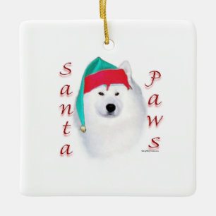 Samoyed Santa Paws Keramikornament