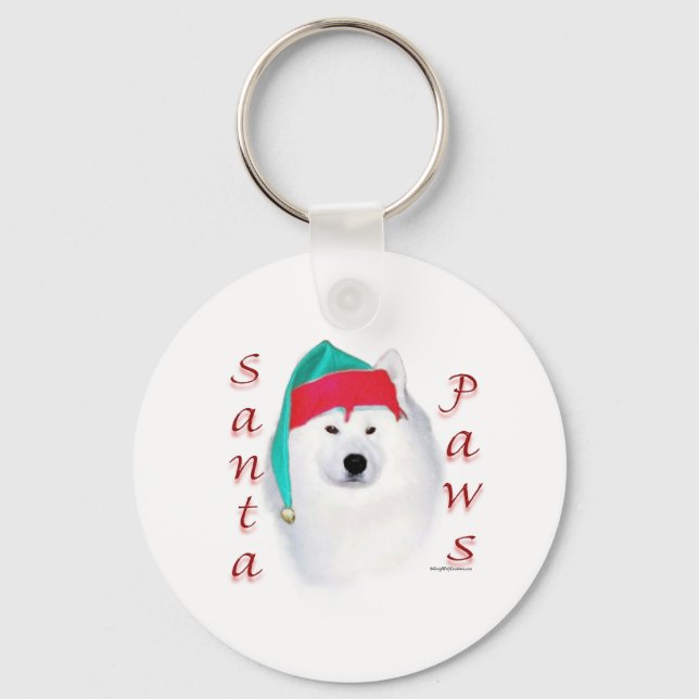 Samoyed Santa Paws Schlüsselanhänger (Vorderseite)