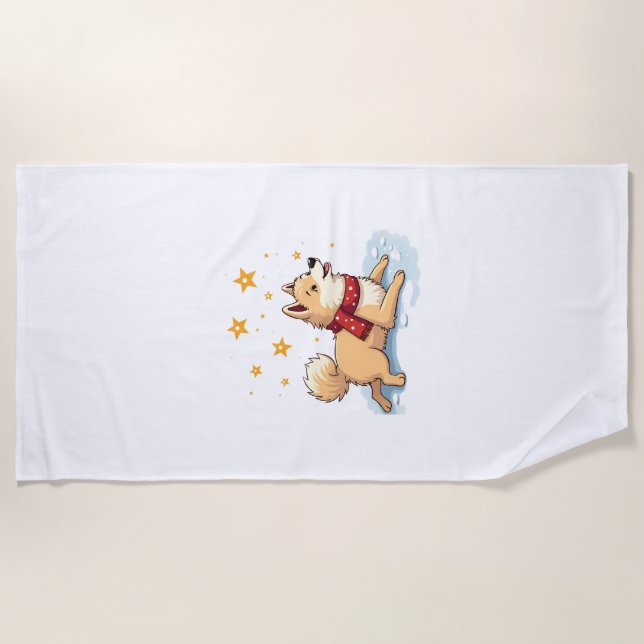 Samoyed-Schnee-Engel Strandtuch (Vorderseite)