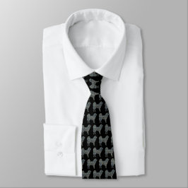 Samoyed Silhouette Hund Gelb & Blau Schwarz Krawatte