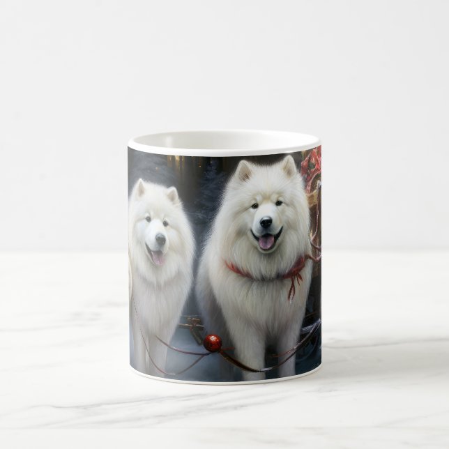 Samoyed Snowy Sleigh Weihnachtsdekor Kaffeetasse (Mittel)