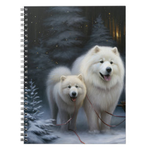 Samoyed Snowy Sleigh Weihnachtsdekor Notizblock