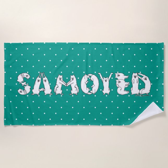 Samoyed Spelzen in Samoyed Hogs Letters Funny Strandtuch (Vorderseite)