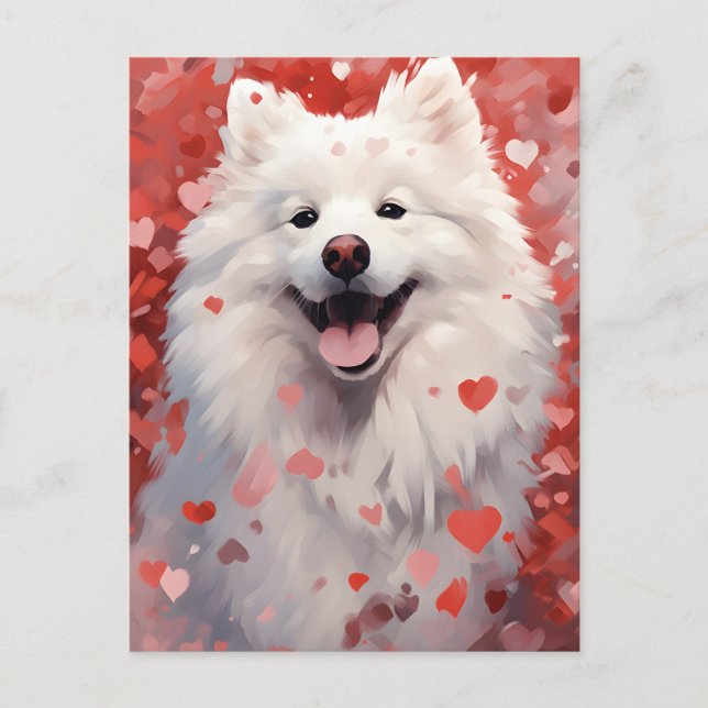 Samoyed Valentinstag Postkarte (Vorderseite)