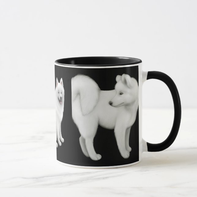 Samoyed verfolgt Wecker-Tasse Tasse (Rechts)