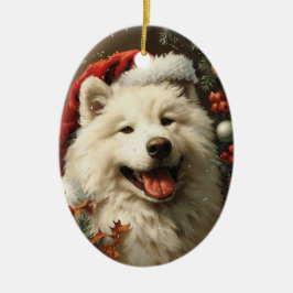 Samoyed Vintage Christmas Keramik Ornament