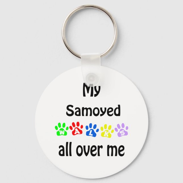 Samoyed Walks Design Schlüsselanhänger (Vorderseite)