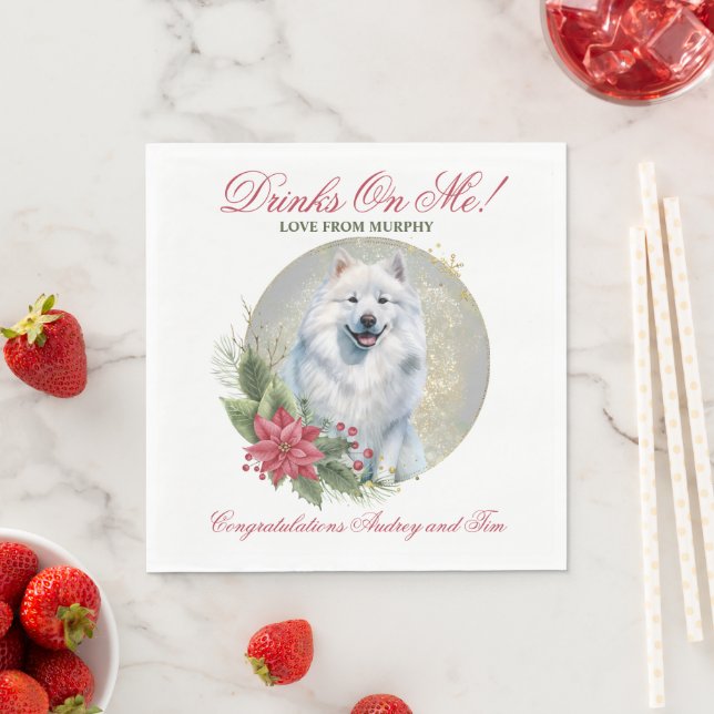 Samoyed Wedding Napkins mit Hunde Foto Serviette (Beispiel)
