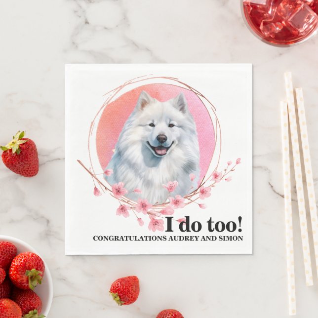 Samoyed Wedding Napkins mit Hunde Foto Serviette (Beispiel)