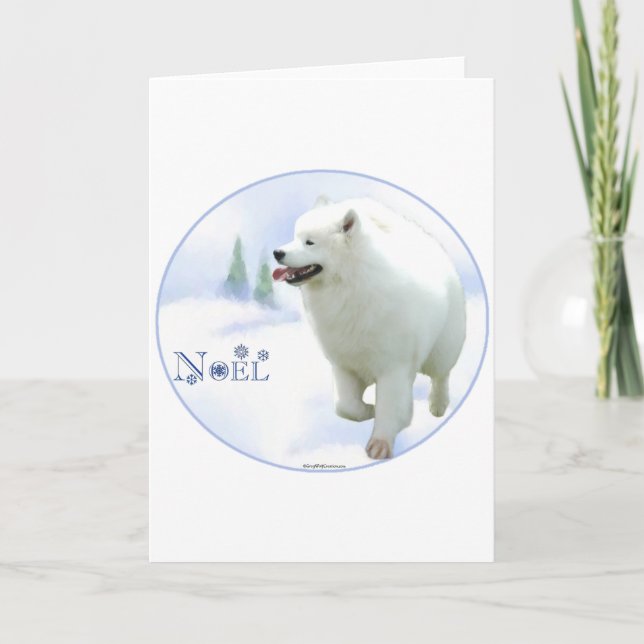 Samoyed-Weihnachten Feiertagskarte (Vorderseite)