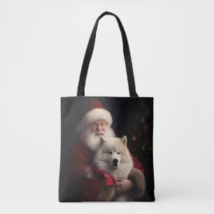 Samoyed with Santa Claus festliche Weihnachten Tasche