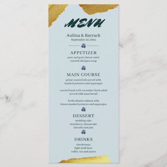 Sample Classic Golden lila Green Menükarte (Vorderseite)