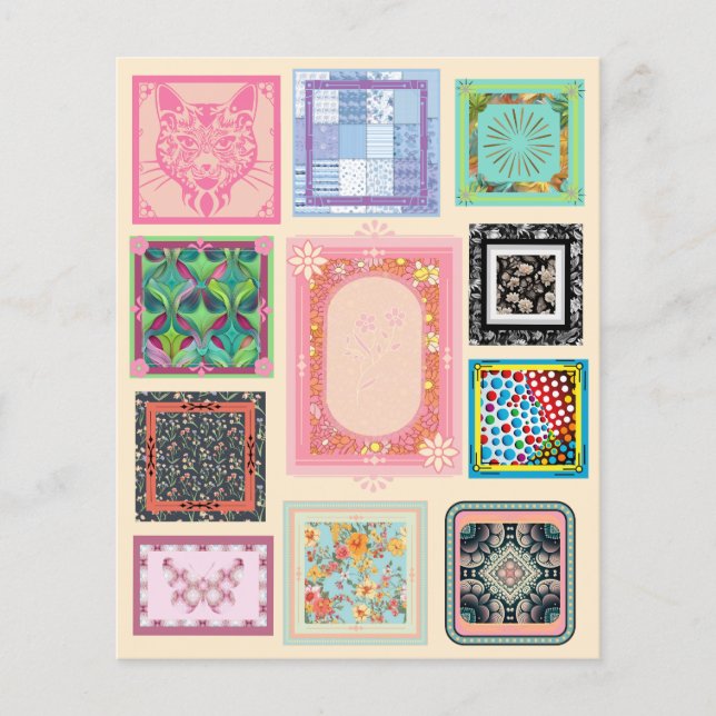 Sampler Scrapbook Papier mit Miniaturrahmen (Vorderseite)