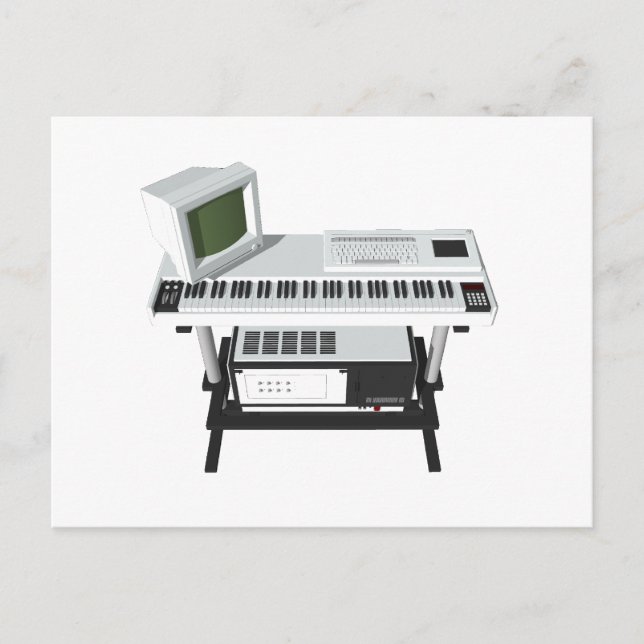 Sampler-Tastatur im Stil der 80er Jahre: 3D-Modell Postkarte (Vorderseite)