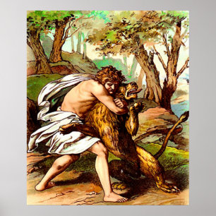 Samson tötet ein kleines Löwenposter Poster