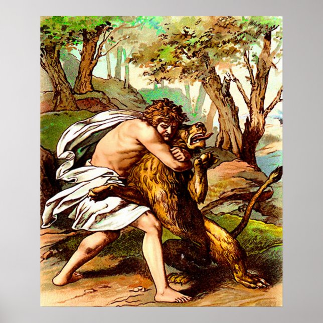 Samson tötet ein kleines Löwenposter Poster (Vorne)