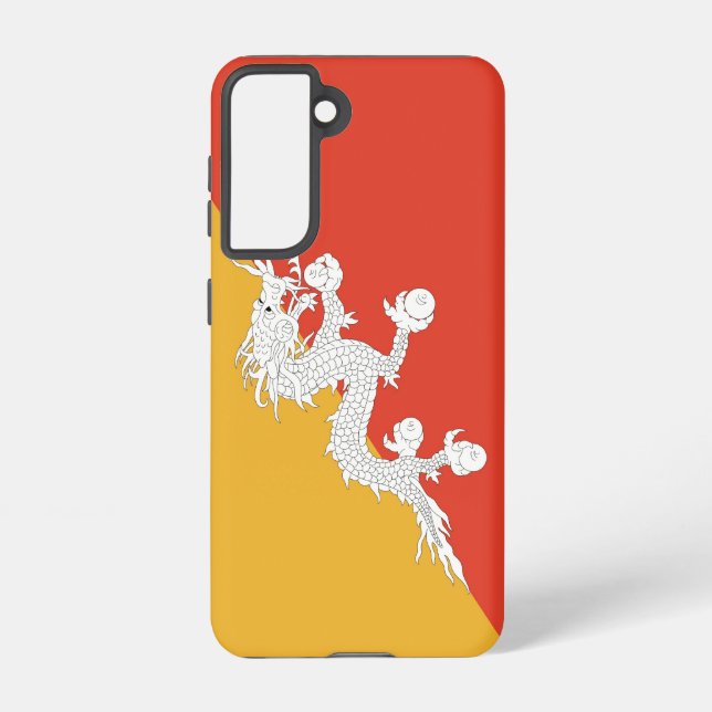 Samsung Galaxy S21 Fallflagge von Bhutan Hülle (Rückseite)