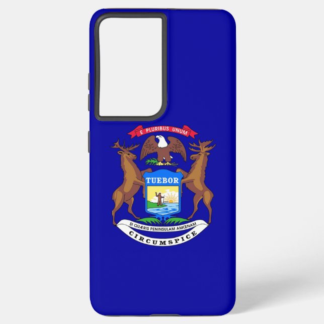 Samsung Galaxy S21 Plus Fallflagge von Michigan Hülle (Rückseite)