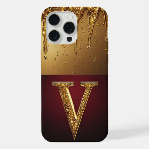 💎 Samt Glitter V Monogramm Tropf Custom  iPhone 15 Pro Max Hülle