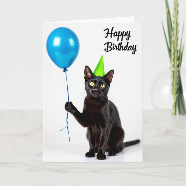 Samt Katzenpartyhut Karte (Vorderseite)