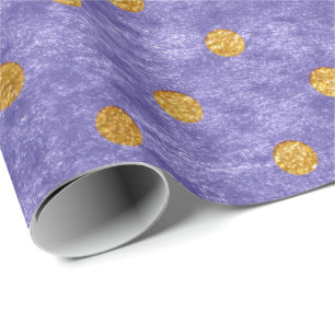 Samt-Polka-kleiner goldener Punkt-Lavendel lila Geschenkpapier