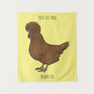 Samt-Polnisches Huhn Cartoon-Illustration Wandteppich