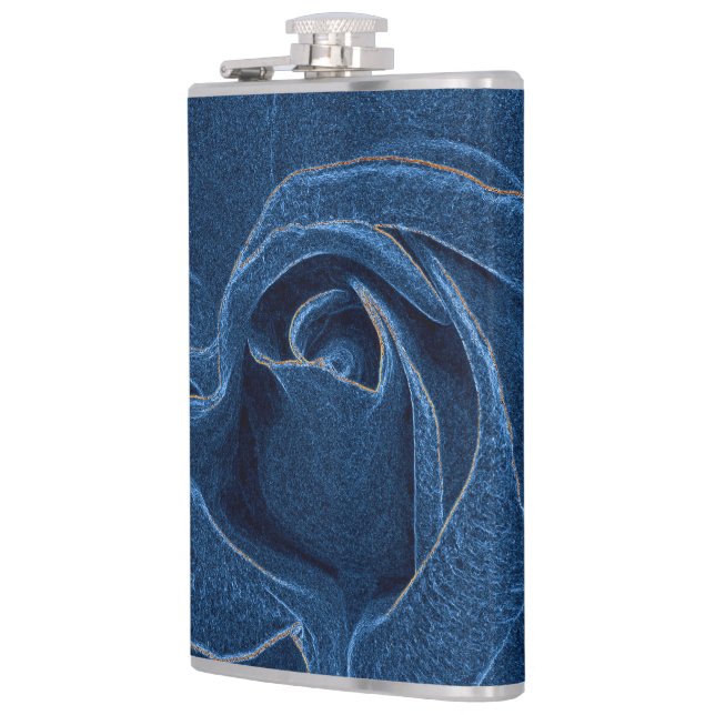 samtblaue Rose Flachmann (Links)