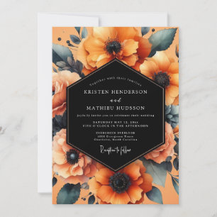 Samtblume Noir Painterly Hochzeit Einladung