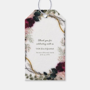 Samtene Pflaumen-Garten-Blumen-Grün-Hochzeit Geschenkanhänger