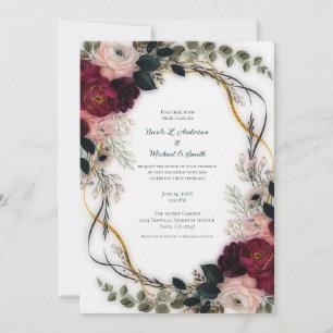 Samtene Pflaumen-Garten-Blumen-Hochzeit Einladung