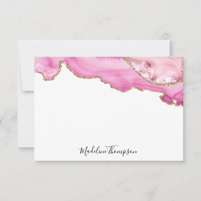 Samtene Pink Achat Geode Script-Typografie Mitteilungskarte (Vorderseite)