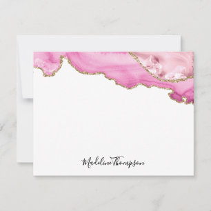 Samtene Pink Achat Geode Script Typografie Mitteilungskarte