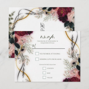 Samthose Pflaumen-Garten Blumen-Hochzeit RSVP Einladung