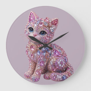 Samtige Katze Nacht Ästhetik Druck Große Wanduhr