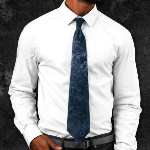 Samtiger Navy Damast Dunkelblauer Grunge Barock Krawatte