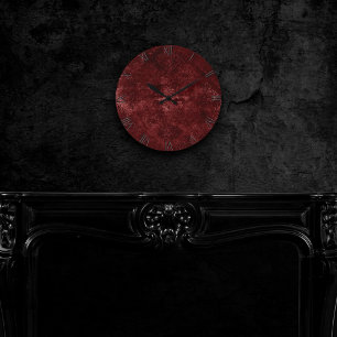 Samtiges Henna-Damaskus Roter abgenutzter Grunge Runde Wanduhr