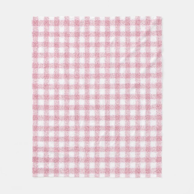 Samtiges Rosa-Weiß-Gingham-Charm Fleecedecke (Vorderseite)