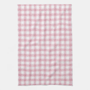 Samtiges Rosa-Weiß-Gingham-Charm Geschirrtuch