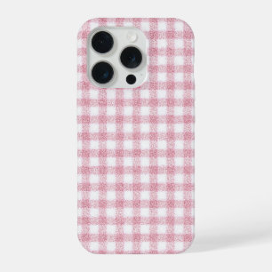 Samtiges Rosa-Weiß-Gingham-Charm iPhone 15 Pro Hülle