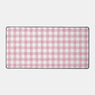 Samtiges Rosa-Weiß-Gingham-Charm Schreibtischunterlage