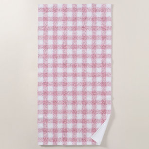 Samtiges Rosa-Weiß-Gingham-Charm Strandtuch