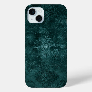 Samtiges Teal Damast Dunkelgrüner Grunge Barock Case-Mate iPhone Hülle
