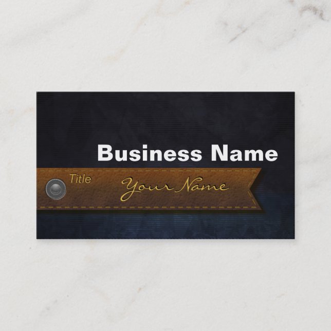 Sämtliche klassische Vintage LederJeans mit Knopfb Visitenkarte (Vorderseite)