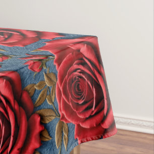 Samtrote Rosen Tischdecke